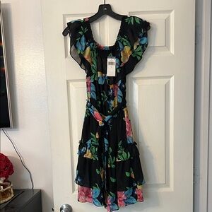 Ralph Lauren Black Dress with Colorful Floral Design